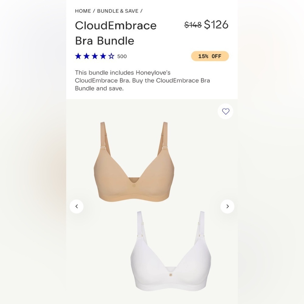 NWT Honeylove CloudEmbrace Bra Set -COLOR: SAND / ASTRAL Size 38D